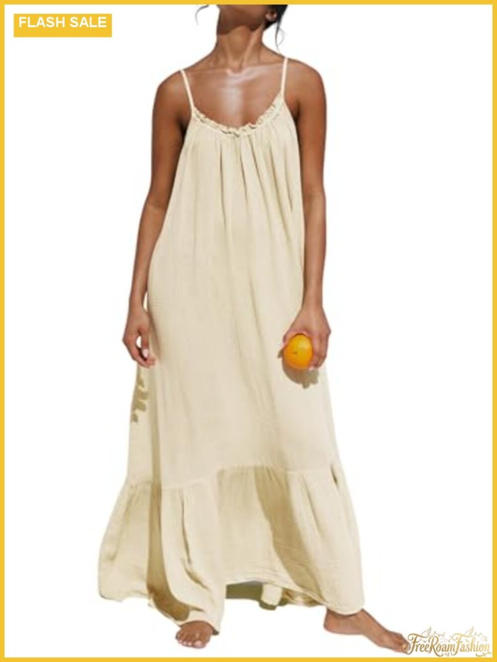 Women's Backless Cotton Maxi Dress Sleeveless Bohemian Casual Summer